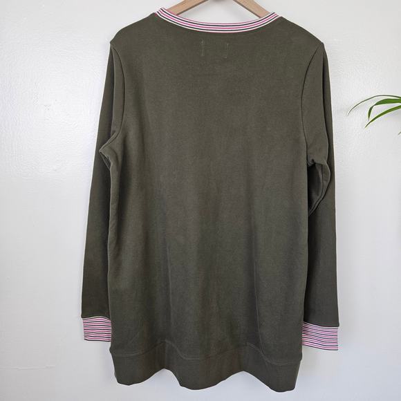 Lands' End Serious Sweats Crewneck Long Sleeve Sweatshirt Tunic Sz LT Tall Olive - Picture 5 of 6